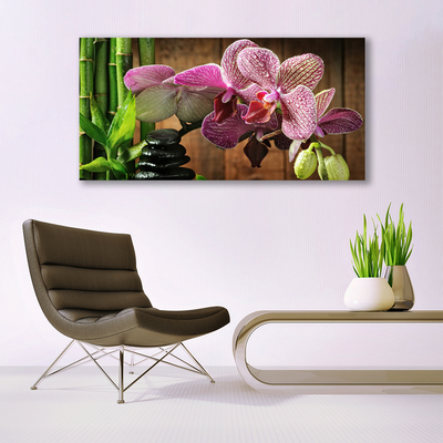 Canvas Kunstdruck Blumen Bambus Steine Pflanzen