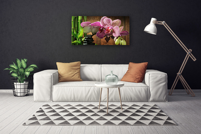 Canvas Kunstdruck Blumen Bambus Steine Pflanzen