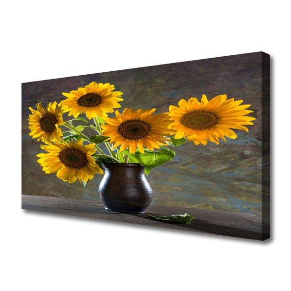 Canvas Kunstdruck Sonnenblumen Blumenvase Pflanzen