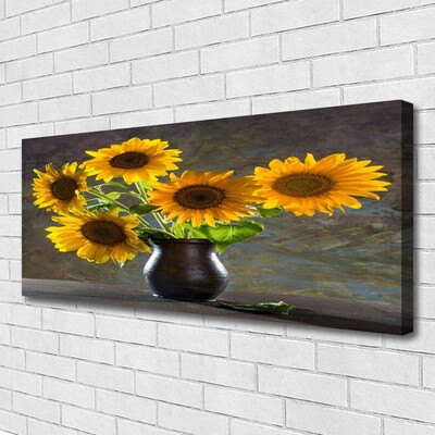 Canvas Kunstdruck Sonnenblumen Blumenvase Pflanzen