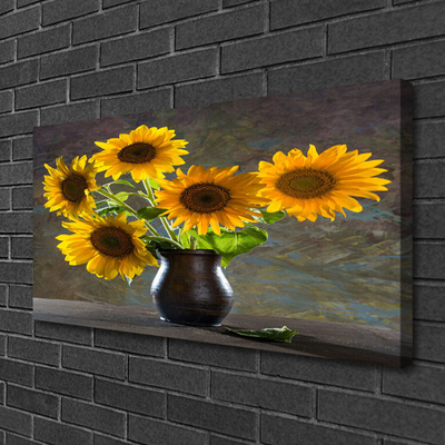 Canvas Kunstdruck Sonnenblumen Blumenvase Pflanzen