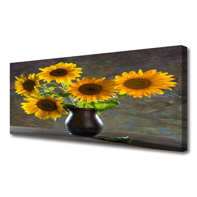 Canvas Kunstdruck Sonnenblumen Blumenvase Pflanzen