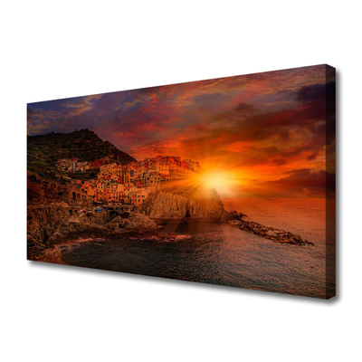 Canvas Kunstdruck Meer Stadt Sonne Landschaft