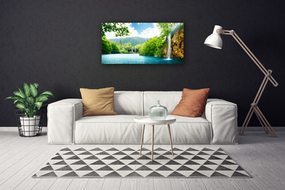 Canvas Kunstdruck Wasserfall See Bäume Natur