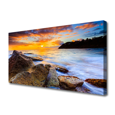 Canvas Kunstdruck Steine Meer Sonne Landschaft