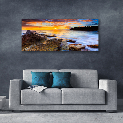 Canvas Kunstdruck Steine Meer Sonne Landschaft