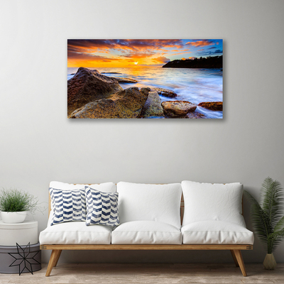 Canvas Kunstdruck Steine Meer Sonne Landschaft