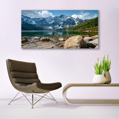 Canvas Kunstdruck Gebirge See Steine Landschaft