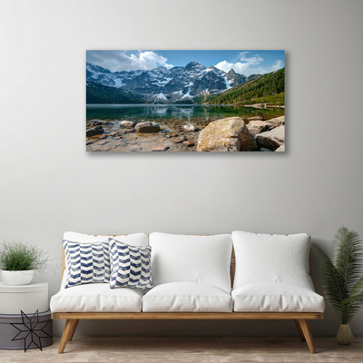 Canvas Kunstdruck Gebirge See Steine Landschaft