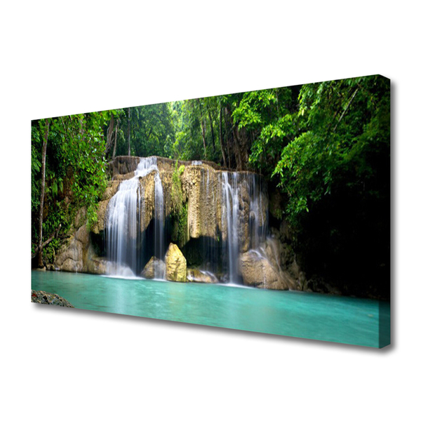 Canvas Kunstdruck Wasserfall Baum Natur