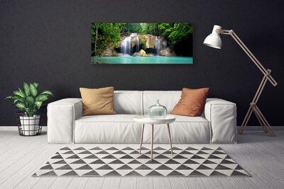 Canvas Kunstdruck Wasserfall Baum Natur