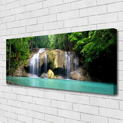 Canvas Kunstdruck Wasserfall Baum Natur