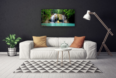 Canvas Kunstdruck Wasserfall Baum Natur