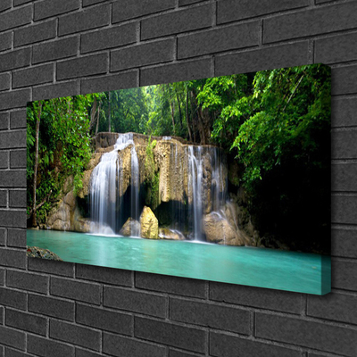 Canvas Kunstdruck Wasserfall Baum Natur