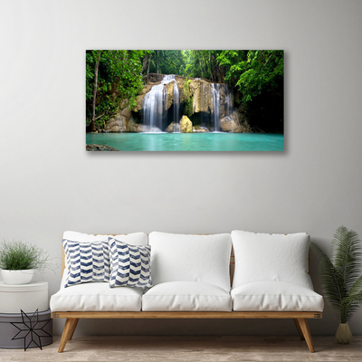 Canvas Kunstdruck Wasserfall Baum Natur