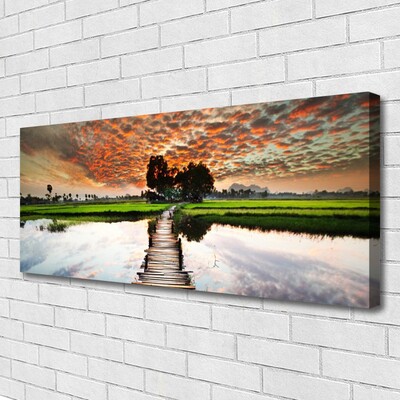 Canvas Kunstdruck Brücke See Landschaft