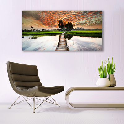 Canvas Kunstdruck Brücke See Landschaft