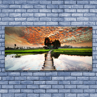 Canvas Kunstdruck Brücke See Landschaft