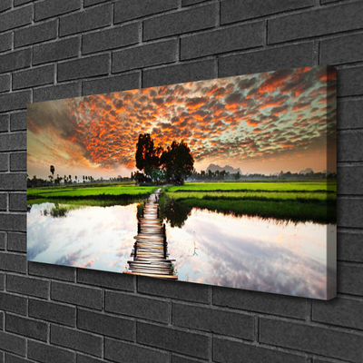 Canvas Kunstdruck Brücke See Landschaft