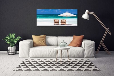 Canvas Kunstdruck Strand Liegestühle Landschaft