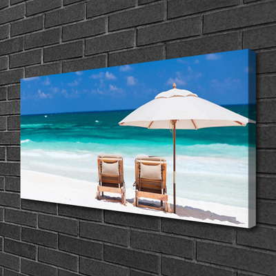 Canvas Kunstdruck Strand Liegestühle Landschaft