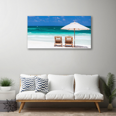 Canvas Kunstdruck Strand Liegestühle Landschaft