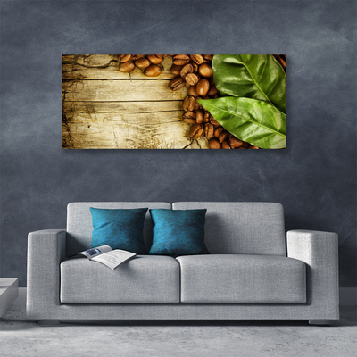 Canvas Kunstdruck Kaffeebohnen Blätter Küche