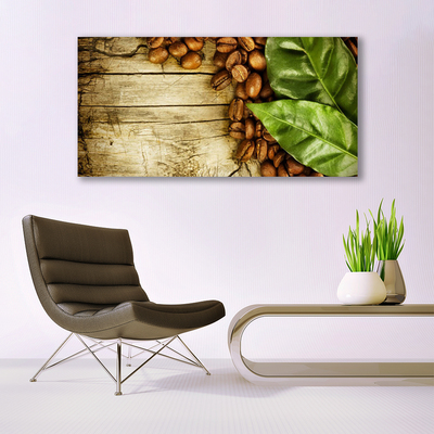 Canvas Kunstdruck Kaffeebohnen Blätter Küche