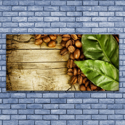 Canvas Kunstdruck Kaffeebohnen Blätter Küche