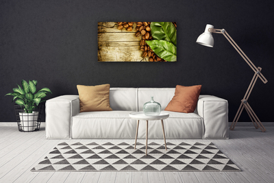 Canvas Kunstdruck Kaffeebohnen Blätter Küche