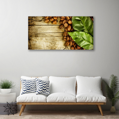 Canvas Kunstdruck Kaffeebohnen Blätter Küche
