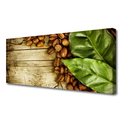 Canvas Kunstdruck Kaffeebohnen Blätter Küche