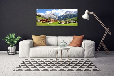 Canvas Kunstdruck Häuser Gebirge Landschaft