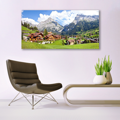 Canvas Kunstdruck Häuser Gebirge Landschaft