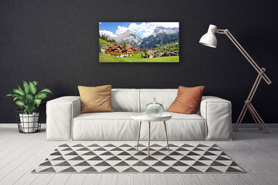 Canvas Kunstdruck Häuser Gebirge Landschaft