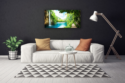 Canvas Kunstdruck Wasserfall See Bäume Natur