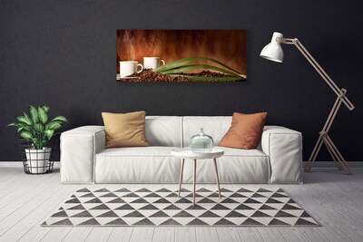 Canvas Kunstdruck Tassen Kaffeebohnen Küche