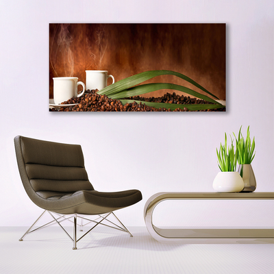 Canvas Kunstdruck Tassen Kaffeebohnen Küche