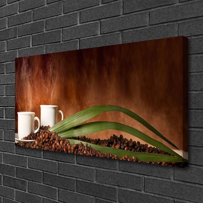 Canvas Kunstdruck Tassen Kaffeebohnen Küche