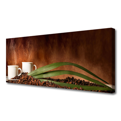 Canvas Kunstdruck Tassen Kaffeebohnen Küche