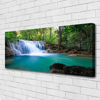 Canvas Kunstdruck Wasserfall See Wald Natur