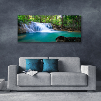 Canvas Kunstdruck Wasserfall See Wald Natur