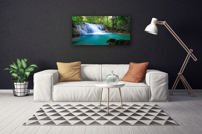 Canvas Kunstdruck Wasserfall See Wald Natur