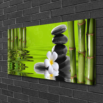 Canvas Kunstdruck Bambusrohre Blume Steine Kunst