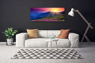 Canvas Kunstdruck Gebirge Blumen Wiese Landschaft