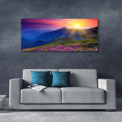 Canvas Kunstdruck Gebirge Blumen Wiese Landschaft