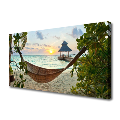 Canvas Kunstdruck Strand Hängematte Landschaft