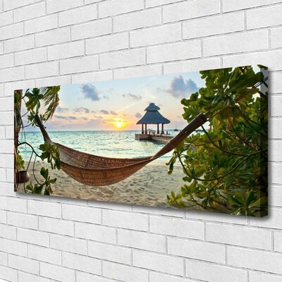 Canvas Kunstdruck Strand Hängematte Landschaft