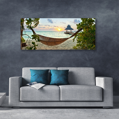 Canvas Kunstdruck Strand Hängematte Landschaft