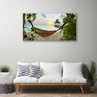 Canvas Kunstdruck Strand Hängematte Landschaft